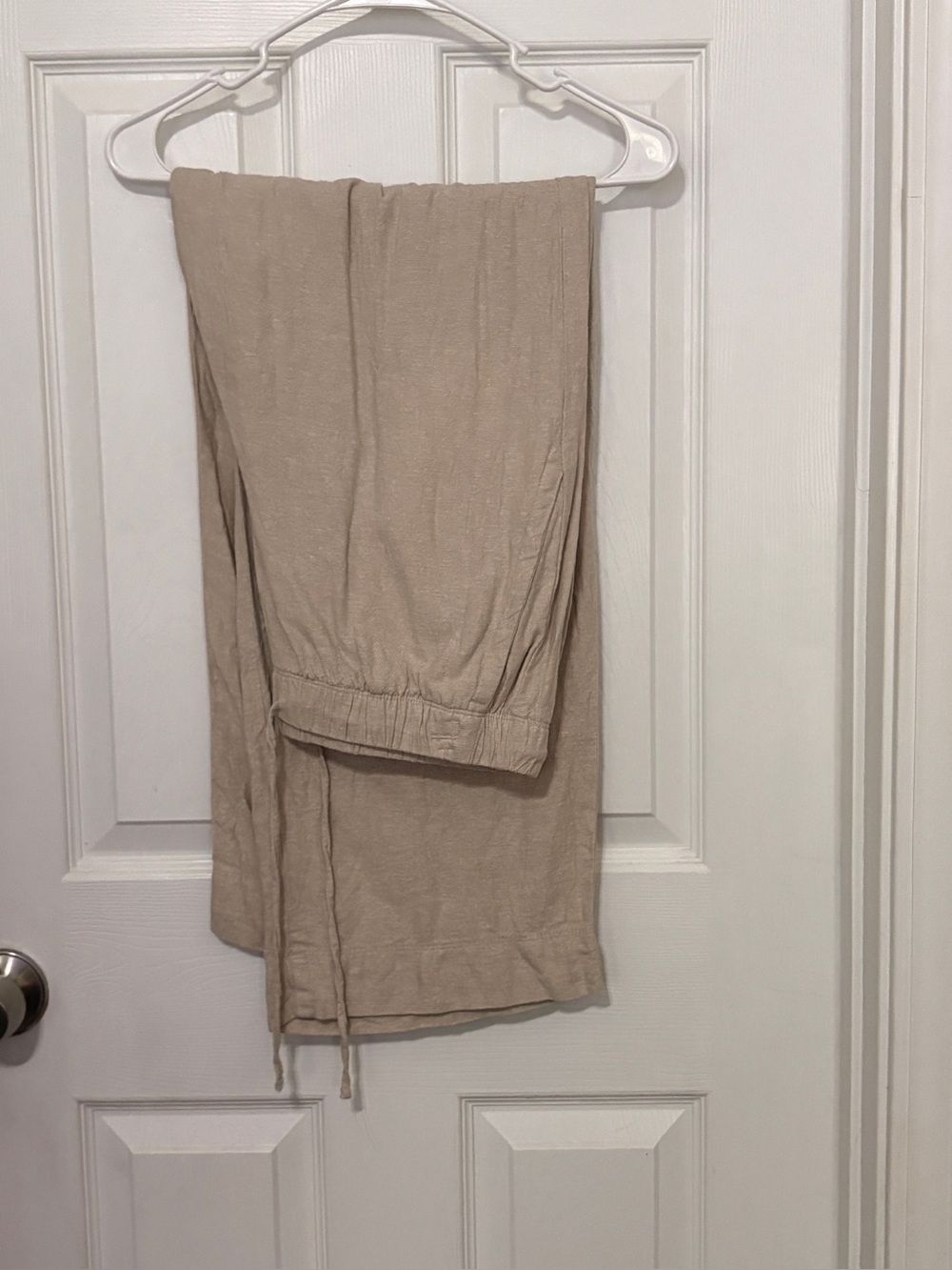 Women’s Lightweight LINEN Drawstring Pants in Beige